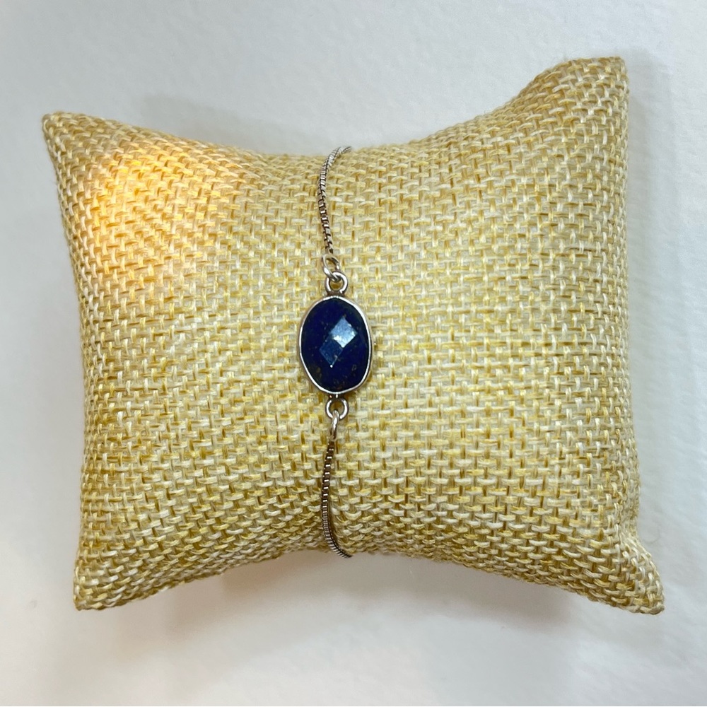 Lapis Lazuli & Sterling Silver —Adjustable Rope Chain Bracelet